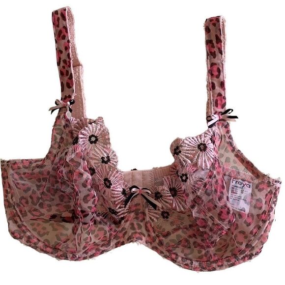 Freya Pink Floral Mesh Animal Print Bra 32 FF - Picture 6 of 7